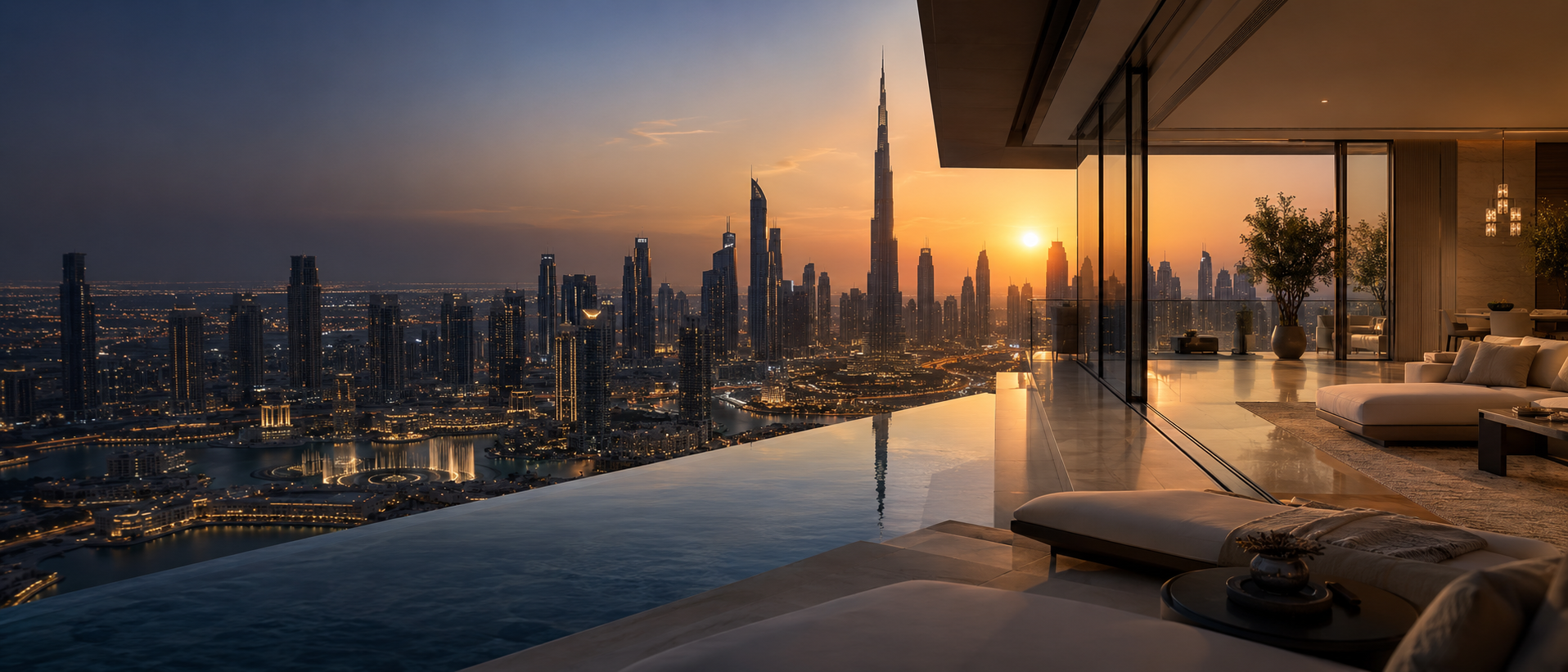 Luxury penthouse overlooking Downtown Dubai and Burj Khalifa